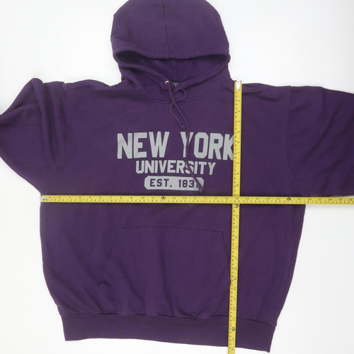 MV Sport Men's Purple Hoodie XL Pullover NY University Graphic Print