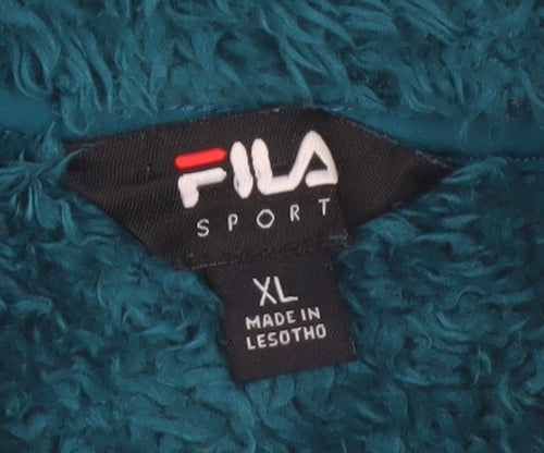 Fila Women’s Blue Faux Fur Fleece Full Zip Jacket XL