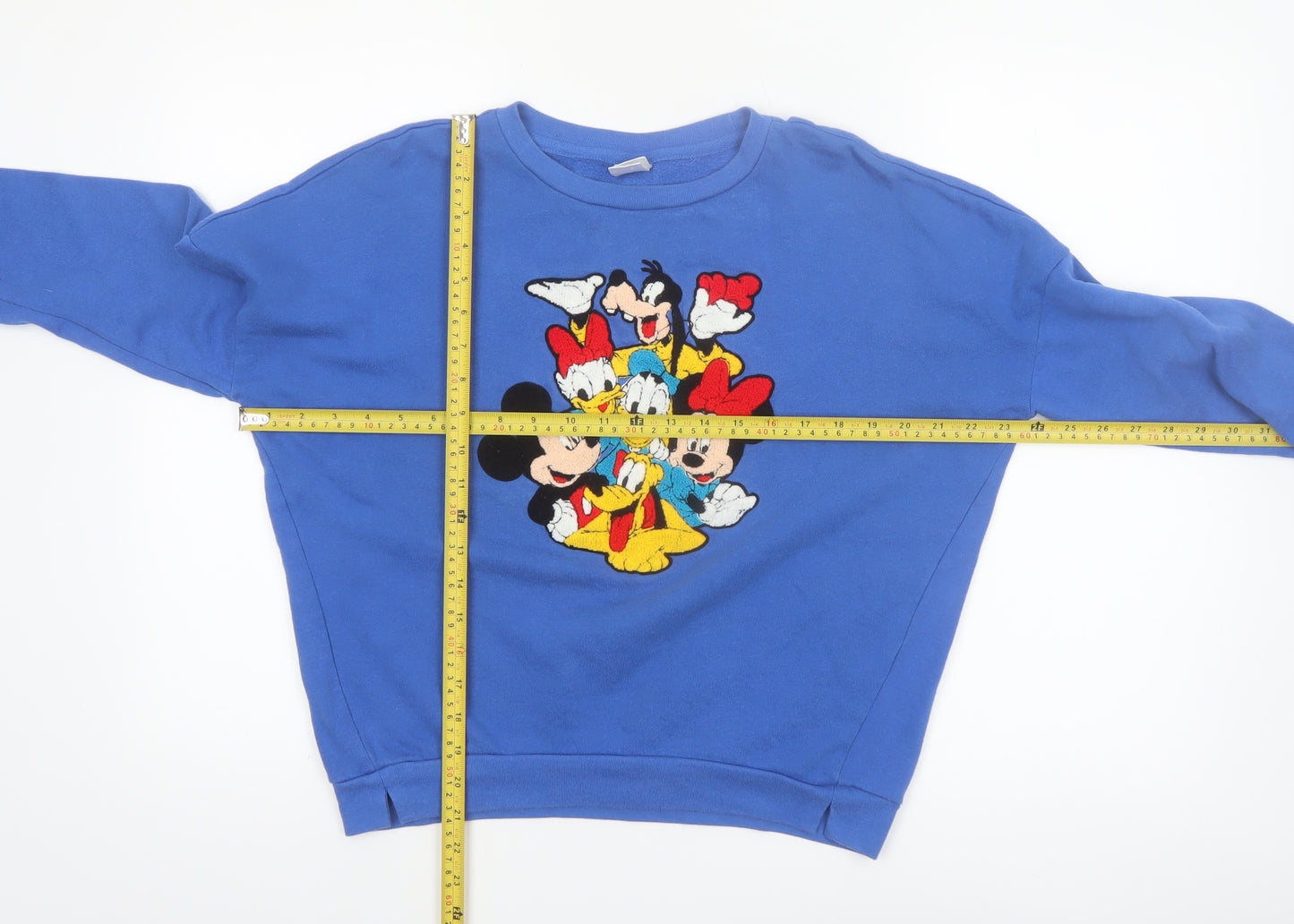 Disney Women Blue Medium Pullover Sweatshirt Mickey & Friends Graphic