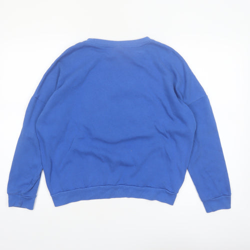 Disney Women Blue Medium Pullover Sweatshirt Mickey & Friends Graphic