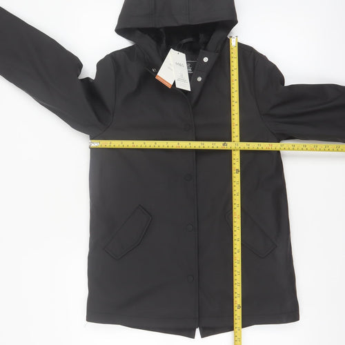 Marks and Spencer Girls Black 9-10 Years Waterproof Hooded Rain Coat