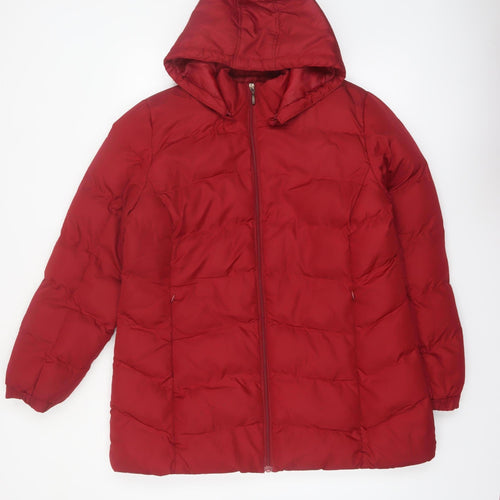 Bx Outerwear Women's Red Puffer Jacket L Hooded Quilted Coat