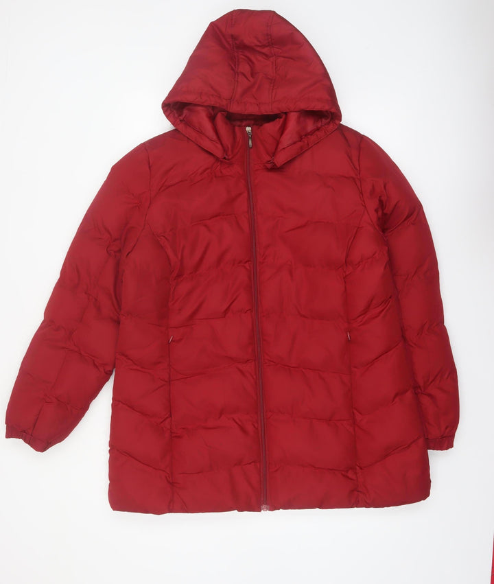 Bx Outerwear Women's Red Puffer Jacket L Hooded Quilted Coat