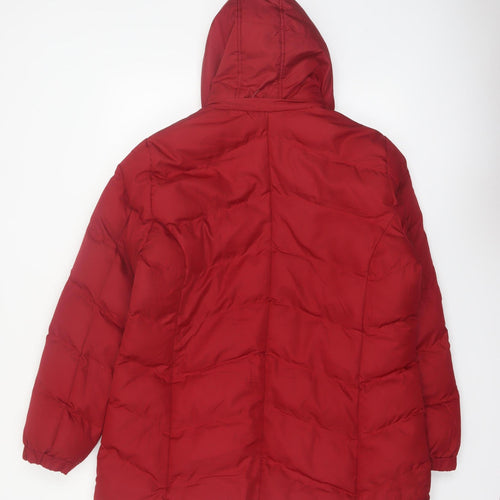 Bx Outerwear Women's Red Puffer Jacket L Hooded Quilted Coat