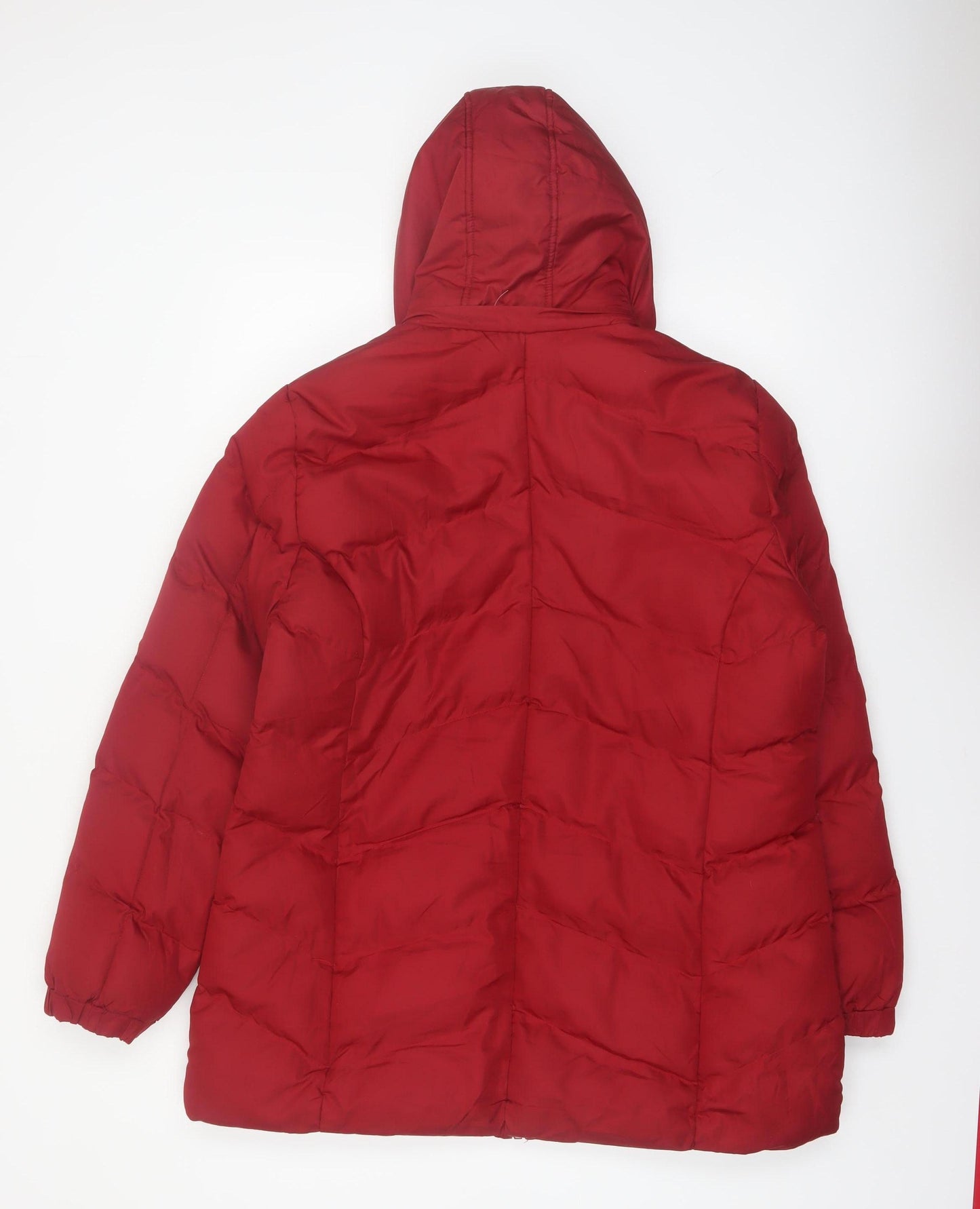 Bx Outerwear Women's Red Puffer Jacket L Hooded Quilted Coat