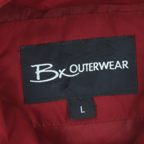 Bx Outerwear Women's Red Puffer Jacket L Hooded Quilted Coat