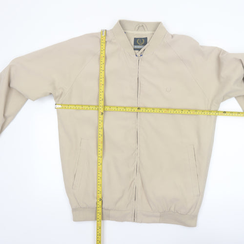 Lincoln Men's Beige Bomber Jacket M Polyester Casual Zip-Up
