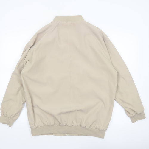 Lincoln Men's Beige Bomber Jacket M Polyester Casual Zip-Up
