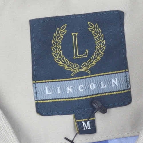 Lincoln Men's Beige Bomber Jacket M Polyester Casual Zip-Up