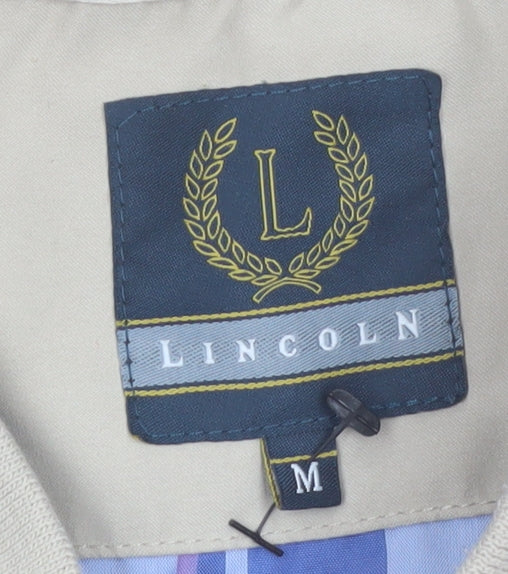 Lincoln Men's Beige Bomber Jacket M Polyester Casual Zip-Up