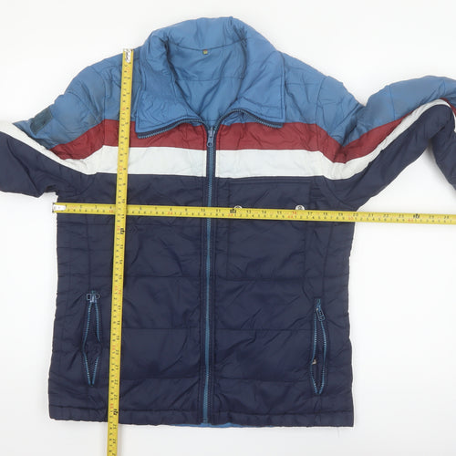 Pretty Green Men's Blue Retro Puffer Jacket Size M Nylon Winter Coat