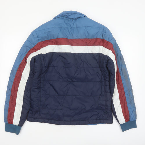Pretty Green Men's Blue Retro Puffer Jacket Size M Nylon Winter Coat