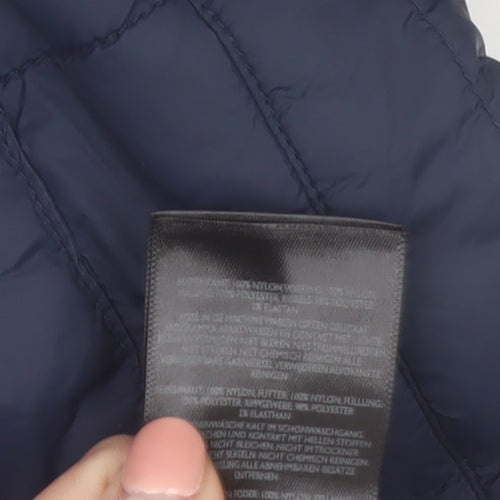 Pretty Green Men's Blue Retro Puffer Jacket Size M Nylon Winter Coat