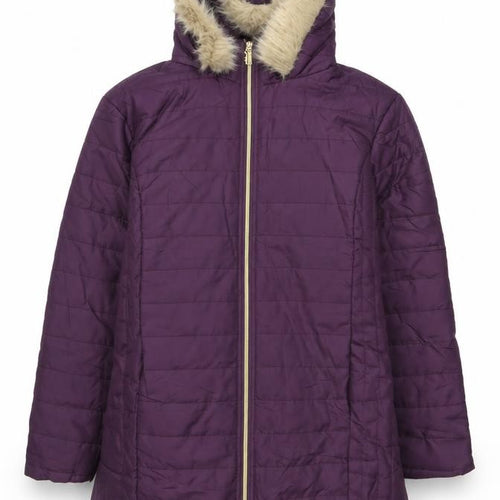 Nathalie Andersen Women’s Purple Faux Fur Hooded Puffer Coat L