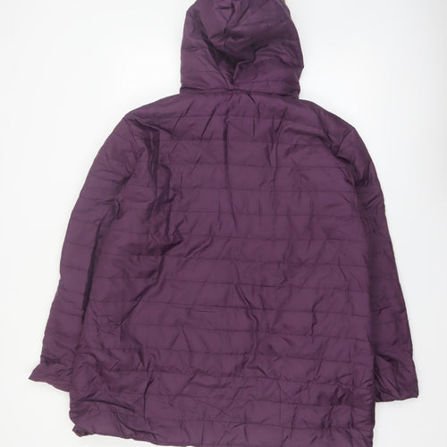 Nathalie Andersen Women’s Purple Faux Fur Hooded Puffer Coat L