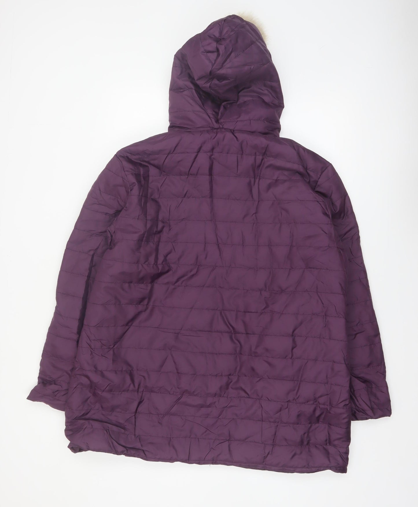 Nathalie Andersen Women’s Purple Faux Fur Hooded Puffer Coat L