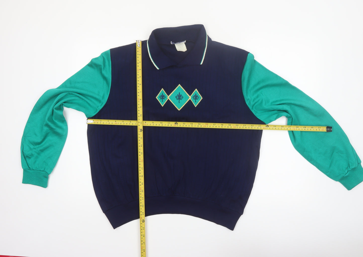 Cape Cod Sportswear Men's Blue Argyle Long Sleeve Polo L Retro
