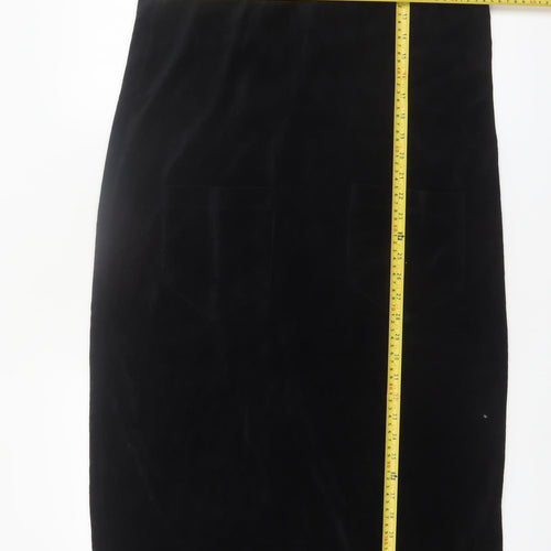 Elements Women’s Black Velour Midi Pinafore Dress Size M Sleeveless Retro