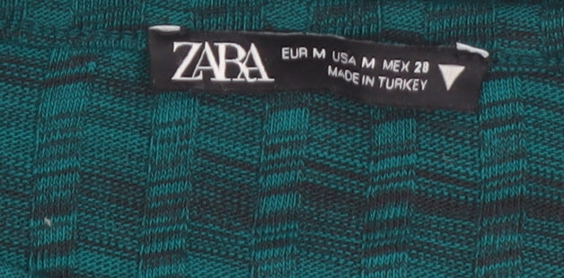 Zara Women's Green Knit Midi Bodycon Dress Size 12 Long Sleeve