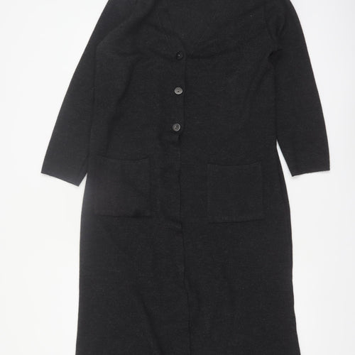 Marks and Spencer Women’s Dark Grey Long Cardigan Size 12 Merino Wool Blend