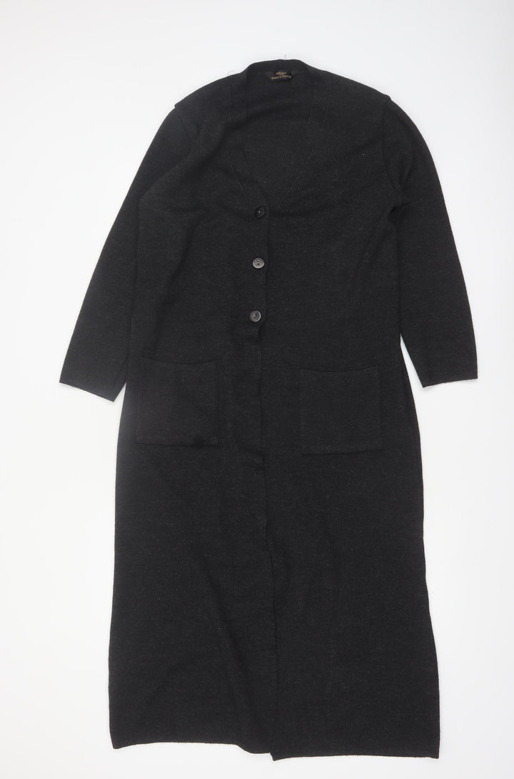Marks and Spencer Women’s Dark Grey Long Cardigan Size 12 Merino Wool Blend