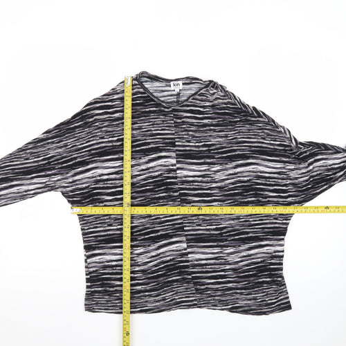 Kin by John Lewis Women's Black Striped Relaxed 3/4 Sleeve Jersey Blouse S