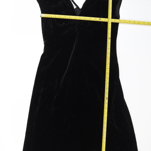 Maggy L Women’s Black Velvet Sheath Dress Size 10 Sleeveless V-Neck