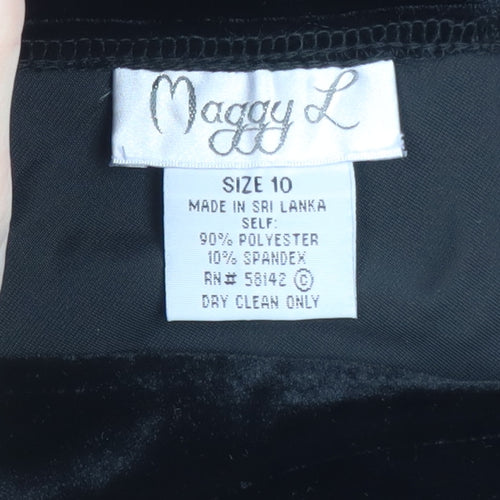 Maggy L Women’s Black Velvet Sheath Dress Size 10 Sleeveless V-Neck