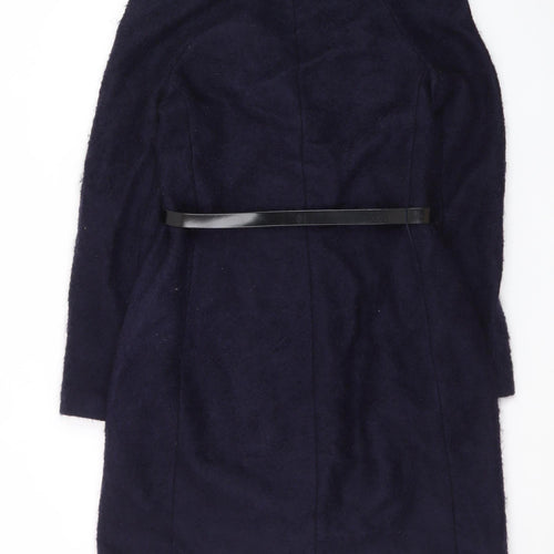 Ted Baker Women's Navy Wool Blend Belted Overcoat Size 10