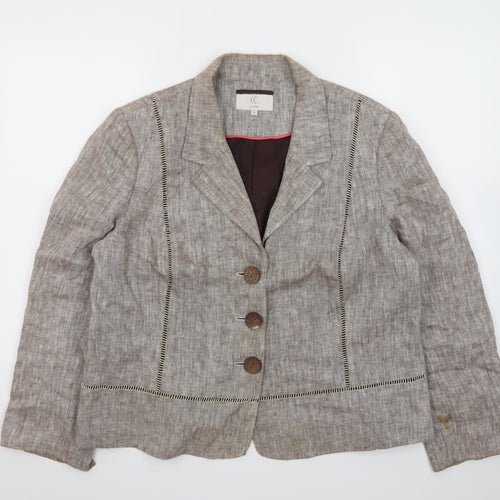 CC Petite Women's Beige Linen Blazer Jacket Size 18