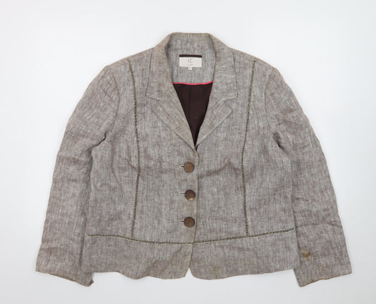 CC Petite Women's Beige Linen Blazer Jacket Size 18