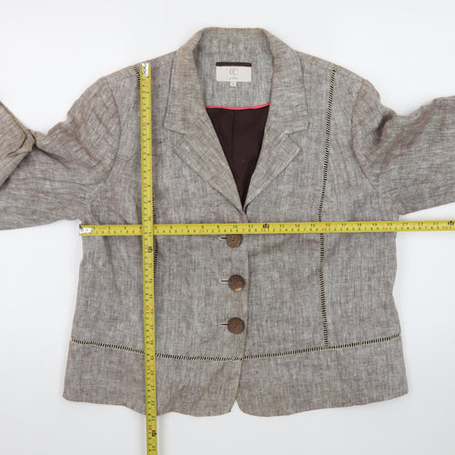 CC Petite Women's Beige Linen Blazer Jacket Size 18