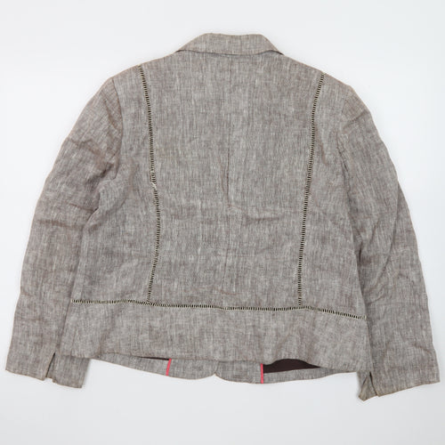 CC Petite Women's Beige Linen Blazer Jacket Size 18