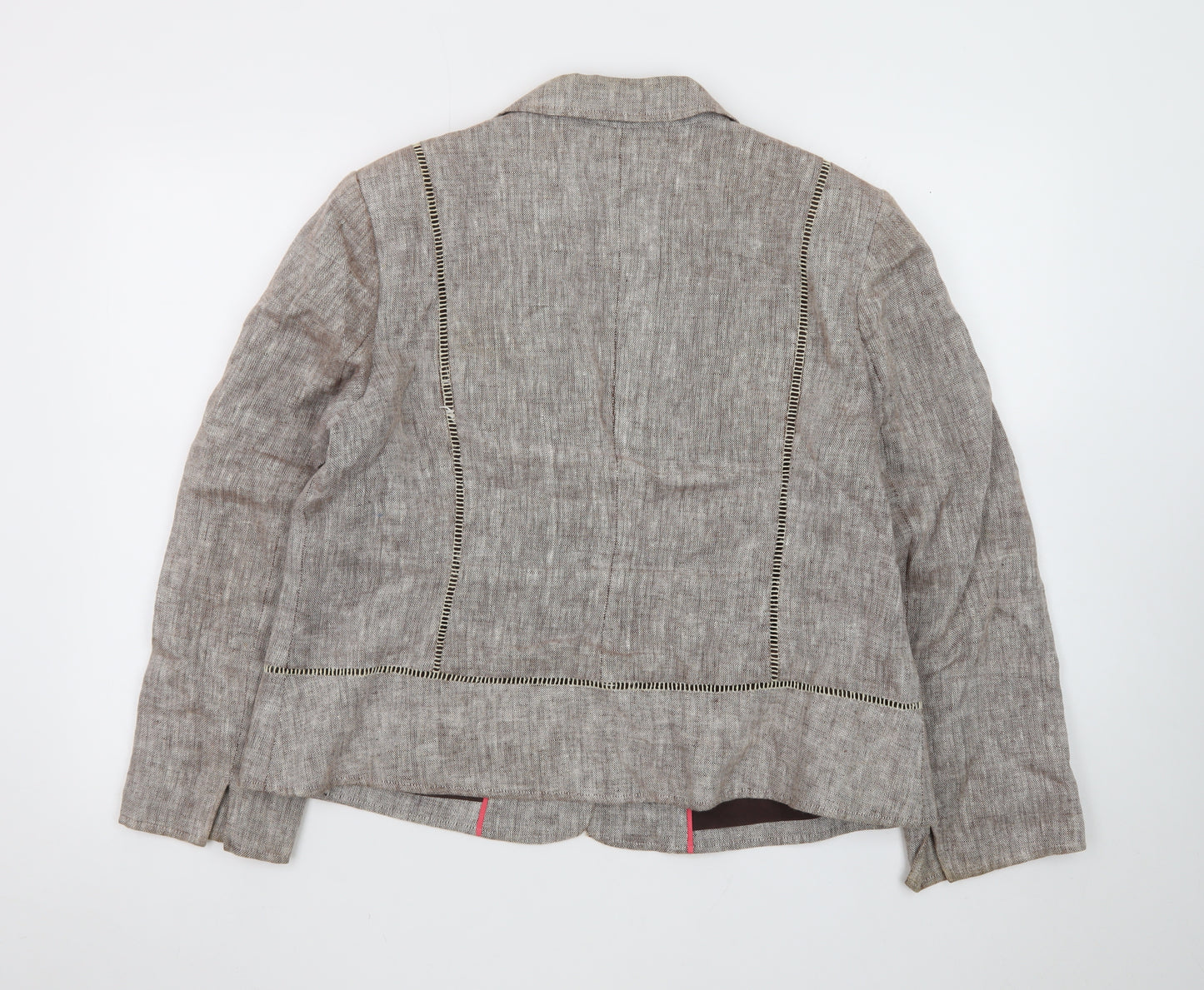 CC Petite Women's Beige Linen Blazer Jacket Size 18