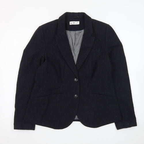BAF Woman Black Wool Blend Tailored Blazer Jacket UK 16