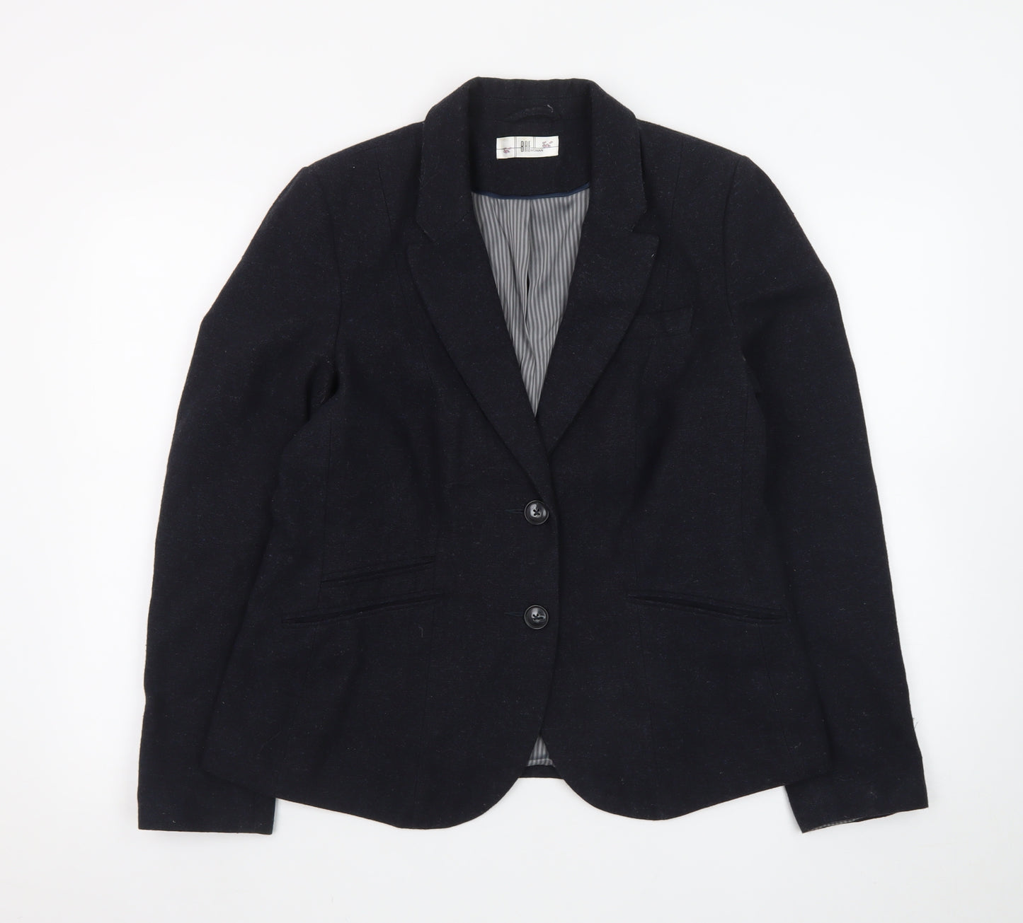 BAF Woman Black Wool Blend Tailored Blazer Jacket UK 16