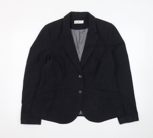 BAF Woman Black Wool Blend Tailored Blazer Jacket UK 16