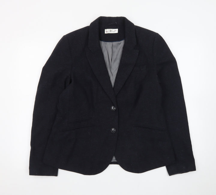 BAF Woman Black Wool Blend Tailored Blazer Jacket UK 16