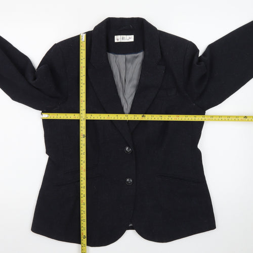 BAF Woman Black Wool Blend Tailored Blazer Jacket UK 16