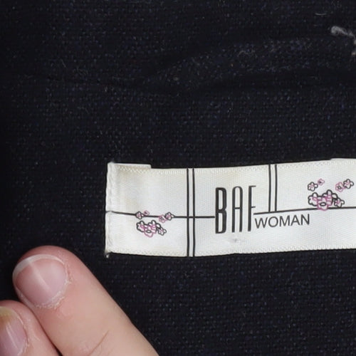 BAF Woman Black Wool Blend Tailored Blazer Jacket UK 16