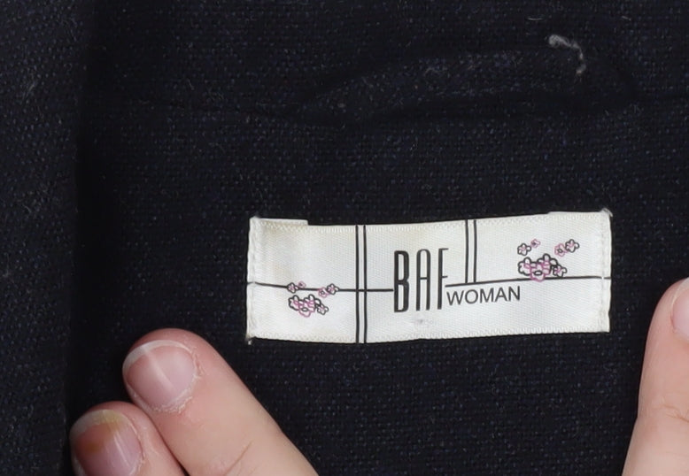 BAF Woman Black Wool Blend Tailored Blazer Jacket UK 16