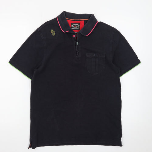 Luke Men's Black Logo Polo Shirt Size Large Short Sleeve Cotton