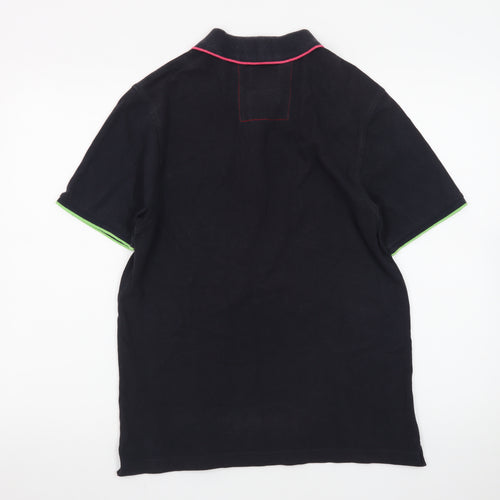 Luke Men's Black Logo Polo Shirt Size Large Short Sleeve Cotton
