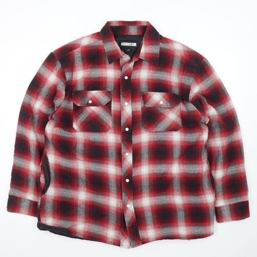 Aggressor Men's Red Checked Quilted Flannel Jacket L