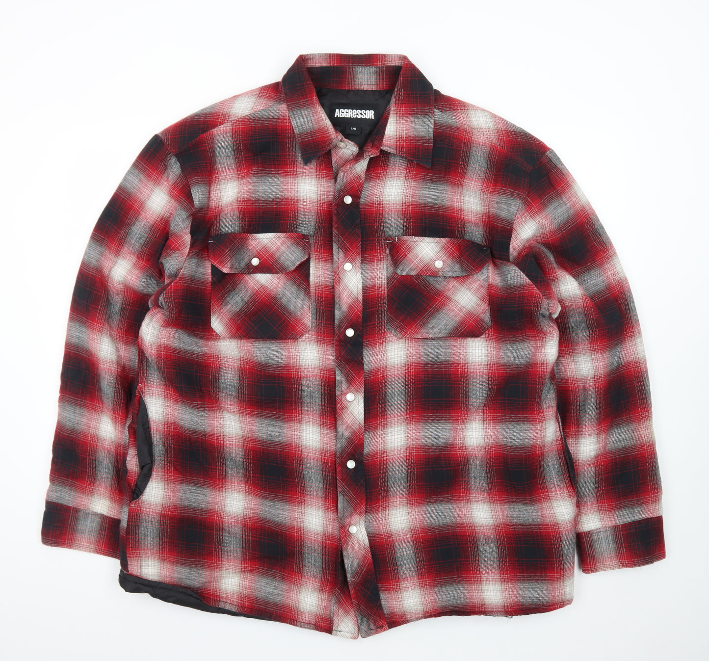 Aggressor Men's Red Checked Quilted Flannel Jacket L