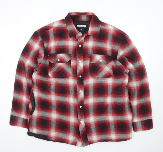 Aggressor Men's Red Checked Quilted Flannel Jacket L