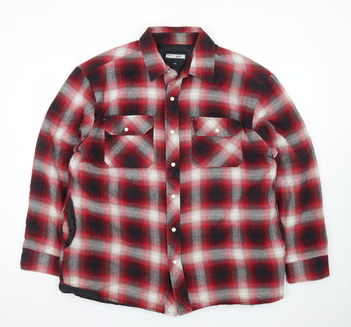 Aggressor Men's Red Checked Quilted Flannel Jacket L