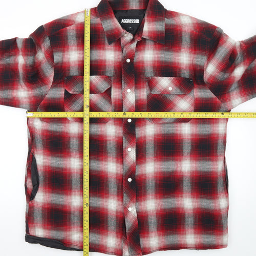 Aggressor Men's Red Checked Quilted Flannel Jacket L