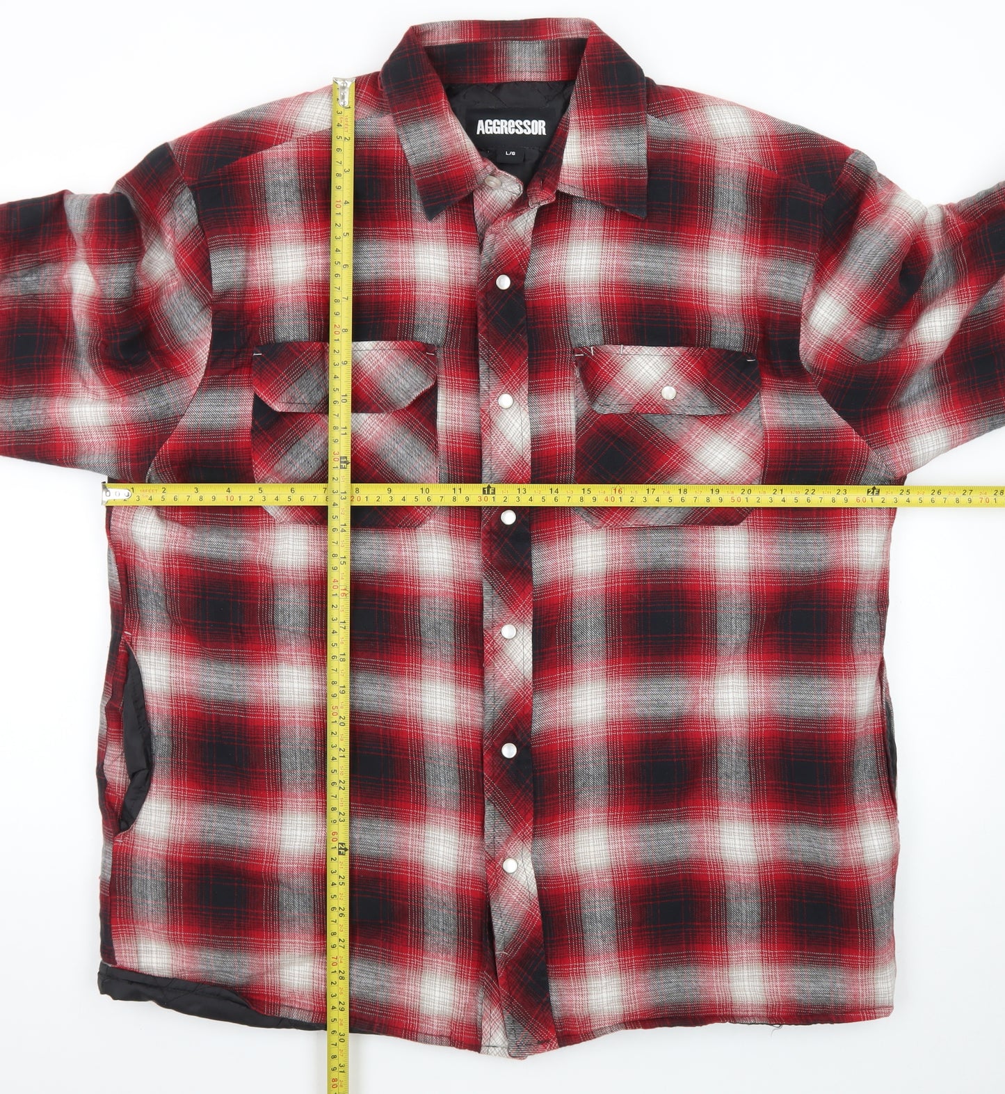 Aggressor Men's Red Checked Quilted Flannel Jacket L