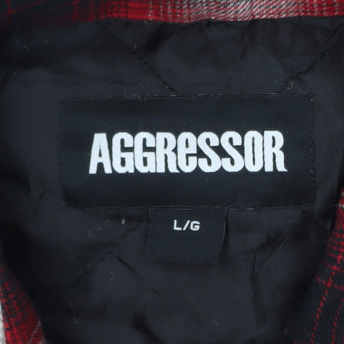 Aggressor Men's Red Checked Quilted Flannel Jacket L
